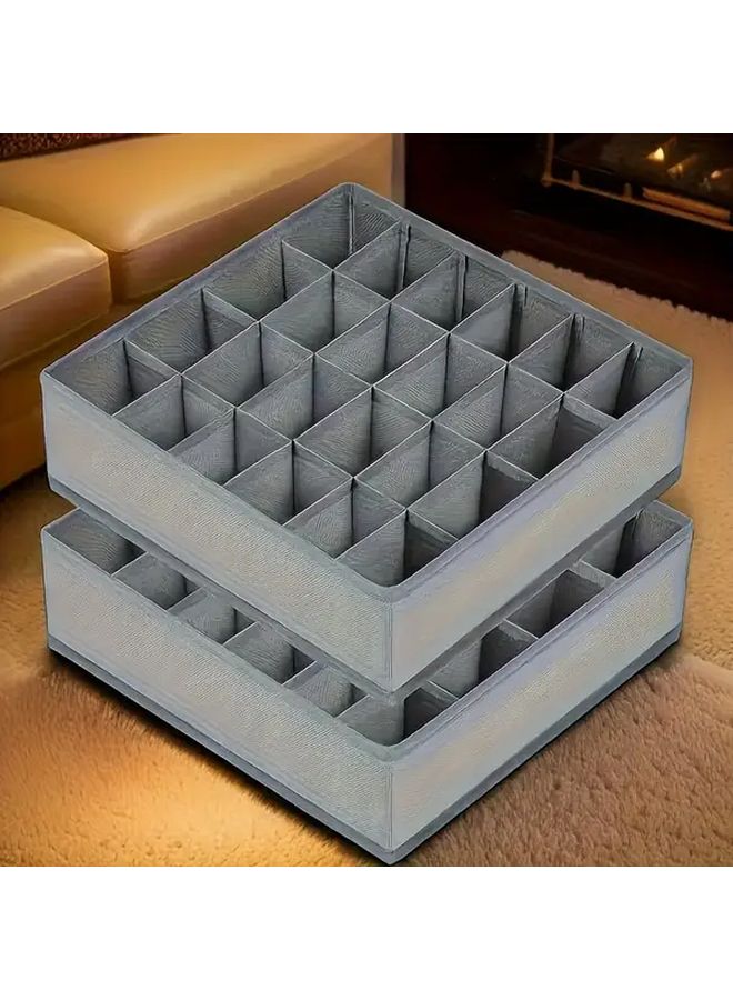 2PCS Dark Gray Closet Organizer With 48 Compartments Heavy Duty Fabric Storage Box - Image 1